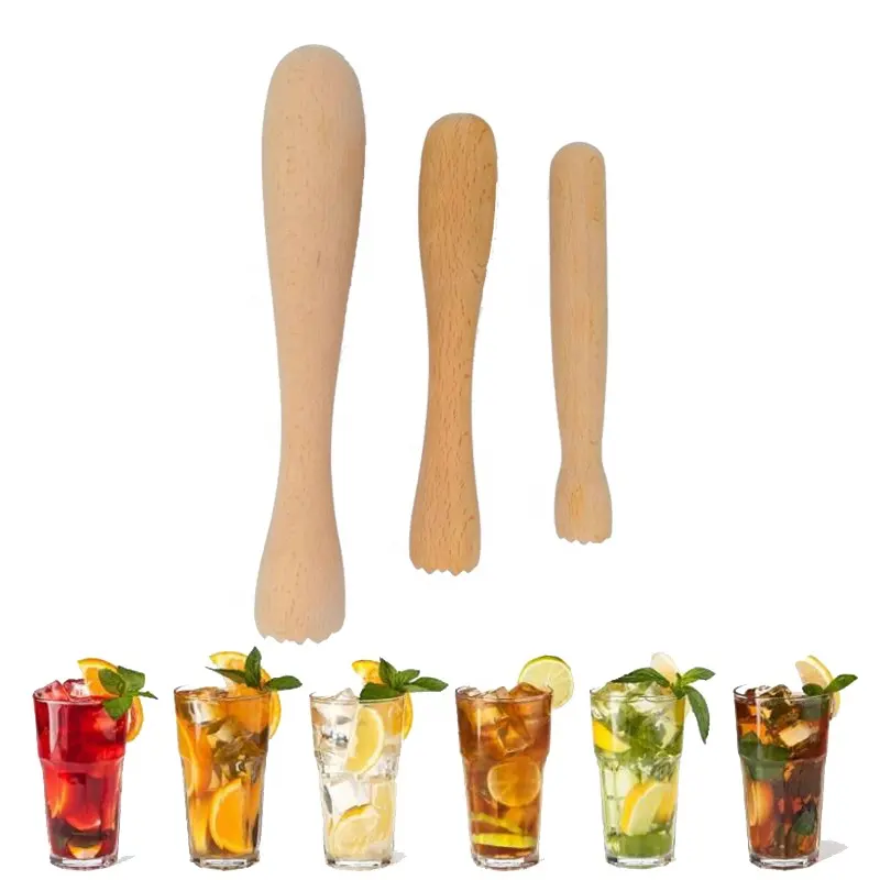 Herramientas de Bar personalizadas, agitador de madera para cóctel Mojito, agitador de limón y hielo, fruta