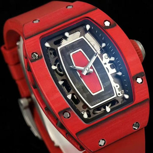 Ladies' Carbon Fiber Tonneau-Shaped Automatic Mechanical Wristwatch, Red Fashion <b>Watch</b> 07-01 - Product Image 2