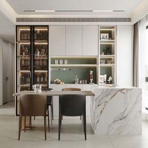 Contemporary Minimalist Modern <b>Sideboard</b> for <b>Kitchen</b> Strong Storage Eco-Friendly Modular Design Durable MDF Wood for Home Use - Product Image 1