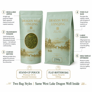 Sachet Doypack refermable pour chewing-gum au thé vert Longjing <span class=keywords><strong>Dragon</strong></span> Well, qualité alimentaire, personnalisable, cadeau impérial du Lac de l'Ouest - Product Image 5