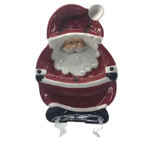 カスタム塗装キャンディープレートクッキー皿装飾セラミックサンタクロース磁器食器クリスマスプレート