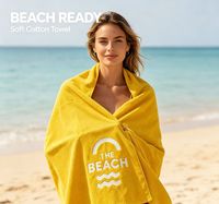 100% Cotton Highly Absorbent Yarn-dyed Woven Embroidery Double Sided Breathable Eco-Friendly Luxury Modern Beach Towels