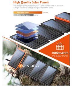 Banco de Energía Solar Más Vendido en la Tienda en Línea, Cargador Solar de <span class=keywords><strong>26800</strong></span> mAh con 4 Paneles Solares y Linterna LED - Product Image 3
