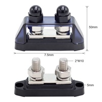 Barre omnibus 48V M8 M10 2 voies 200A bloc de distribution audio de voiture pour voiture bateau marin