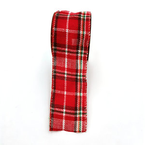 2023 New Arrival Holiday Christmas Wedding Party Tree Wreath Gift Wrapping Decoration Gift <strong>Ribbon</strong> Plaid <strong>Jute</strong> Fabric Wired <strong>Ribbon</strong> - Product Image 2