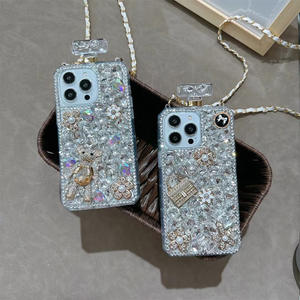 Luxe Diamant Bandoulière Chaîne Fleur Ours Mobile Téléphone Cas Strass Couvre pour iPhone 15 Samsung S24 A13 A14 A25 A34 A54 - Product Image 3