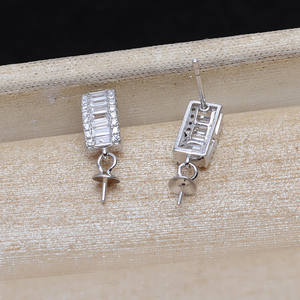 Boucles d'oreilles carrées en argent S925 pour femme JG5364, boucles d'oreilles baroques en diamant, perles DIY, accessoires, composants de bijoux - Product Image 3