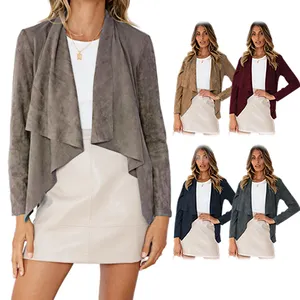 Blazer à manches longues pour femmes, en daim, irrégulier, couleur unie, décontracté, nouvelle mode, automne, vente en gros,