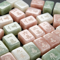 Tuiles de Mahjong en Jade Sculptées à la Main, Bords Lisses, Artisanat Américain, Jeu de Société pour Divertissement et Fêtes
