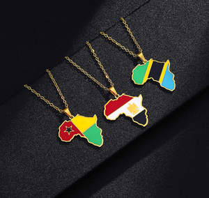 Trend Stainless Steel Hip Hop Africa Map Pendant &amp; Necklace for Men Jewelry 18K Gold Afghanistan Africa Algeria Egypt Map - Product Image 5