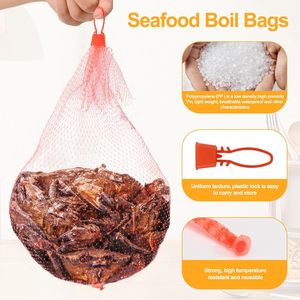 Huamaohengchun 100-<b>Pack</b> Durable LDPE Nylon Mesh Bags 24-Inch Reinforced Secure <b>Heat</b> Seal Latches Customizable Produce Groceries - Product Image 3