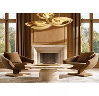Fauteuil d'appoint moderne américain en velours camel écologique pour salon, chambre, salle de séjour, lecture, hôtel, mobilier de maison