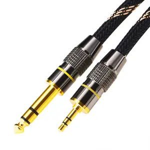 Câble audio haut de gamme Câble jack 3.5mm mâle à mâle Câble audio en nylon tressé 6.5 mâle Amplificateur de guitare stéréo pour guitare