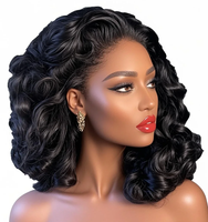 Perruque Bob bouclée européenne et américaine en fibre synthétique, perruque Lace Front synthétique résistante à la chaleur pour femmes d'aspect naturel