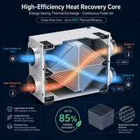 Ventilateur d'air frais silencieux à conduit en acier inoxydable avec commande par application WiFi, filtre HEPA H13 à double étage et récupération de chaleur