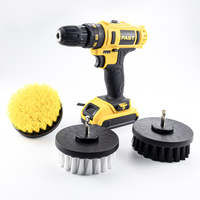 DB-003 Ensemble de brosses de nettoyage pour perceuse 3 couleurs - Têtes en nylon, tige hexagonale 1/4'', résistantes aux acides et alcalis, utilisation à sec et humide, brosse de détaillage tout-en-un pour voiture