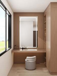 Armoire en bois classique en bois grainé intégrée, placard en rotin, armoire de luxe sur mesure, ensemble de meubles de chambre à coucher, dressing - Product Image 5