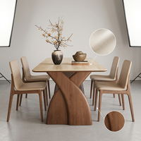 Ensemble de table et chaises de salle à manger en bois massif de style nordique traditionnel, meubles d'appartement stables