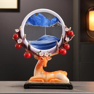 รูปปั้นกวางเอลค์ทรายไหลสุดสร้างสรรค์เรซิ่นเรซิ่นศิลปะพื้นบ้านสำหรับห้องนั่งเล่นตู้วางทีวีสำนักงานเฟอร์นิเจอร์บ้านใหม่ - Product Image 5