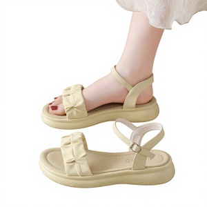 Sandalias de Plataforma con Suela Gruesa para Mujer, Verano 2025, Nuevas, con Suela Suave, Estilo Hada, Famosas en Internet, Suela de PVC, Forro de Microfibra, con Hebilla - Product Image 1