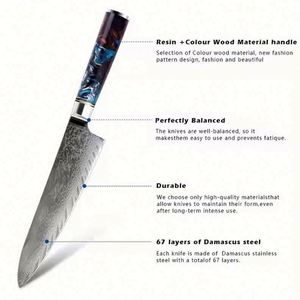 Professional 8-Inch Forged Damascus Steel Chef Kitchen <b>Knife</b> Set Traditional Eco-Friendly Wood Handle Ambidextrous Customized - Product Image 2