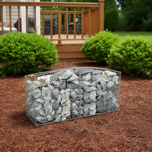 Ensemble de 2 paniers gabions en fer galvanisé argenté, 157,5 pouces de long, conteneur de rangement en fil métallique pour garage, style industriel - Product Image 2