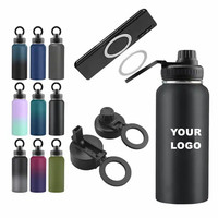 Bouteilles d'eau de sport à aimant Magsafe isolées, gobelets et support magnétique pour téléphone portable, bouteille de sport avec support pour téléphone
