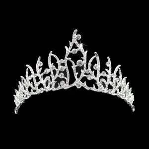 Grosir Desain Campur Tiara Berlian Imitasi Pernikahan Pengantin dan Mahkota Mahkota Logam Kristal Murah