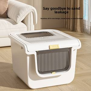 Bac à litière pour chat entièrement fermé, extra large, anti-sable, anti-odeur, anti-éclaboussures, avec couvercle carré - Product Image 1