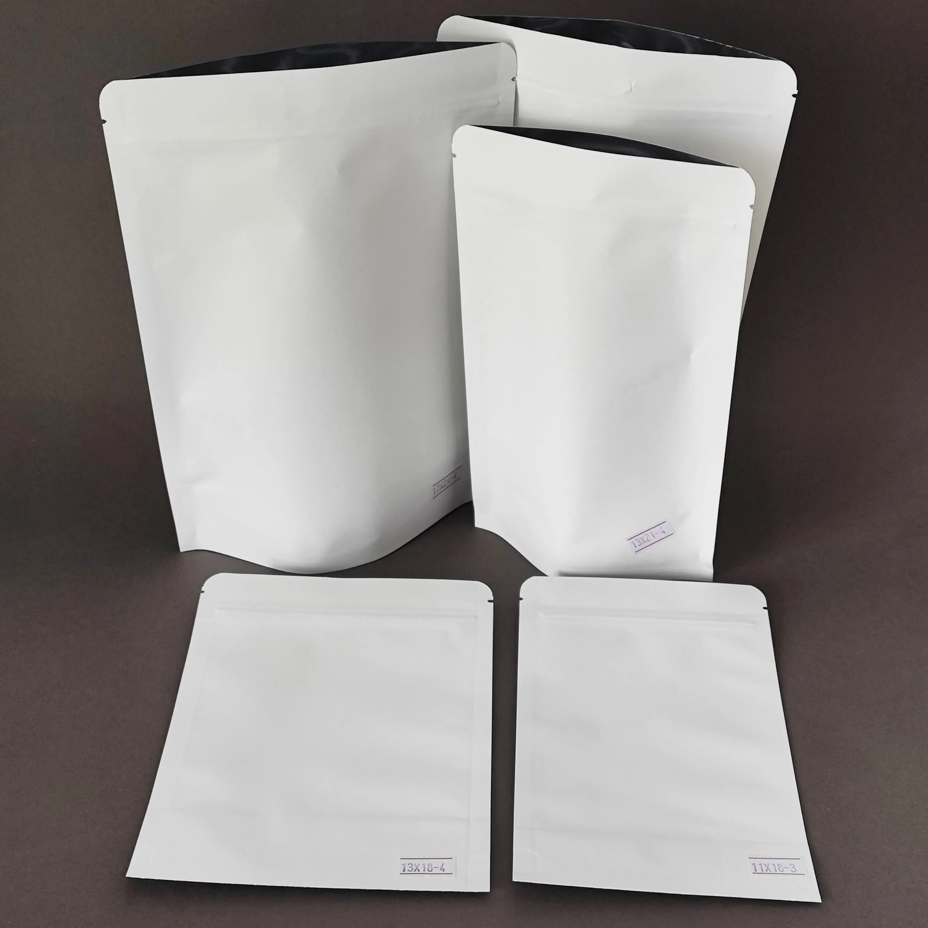 Sacos brancos biodegradáveis para embalagens de alimentos, preço de atacado, papel Kraft Stand Up, bolsa para chá e café com fecho de correr