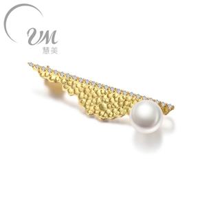 Collar con Colgante de Oro Amarillo de 18K en Forma de Planta, Broche de Doble Uso, Diamante de Alta Calidad, Regalo Diario - Product Image 1