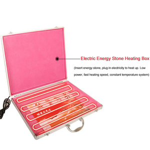 28pcs Salon Spa Thérapie Soulagement de la <span class=keywords><strong>douleur</strong></span> Pierres chaudes pour le massage Kit de pierres chaudes naturelles Ensemble de massage aux pierres chaudes à énergie noire avec chauffage - Product Image 3