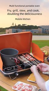 Four à gaz portable à double brûleur, barbecue extérieur, design coupe-vent à trois côtés - Product Image 5