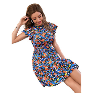 Robe à imprimé floral violet pour femmes, décontractée, en tissu doux, vêtements de maison, robe confortable pour femmes, tenue de détente quotidienne - Product Image 3