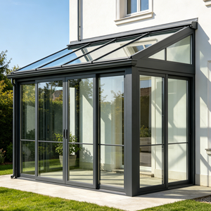 Solárium de Aluminio con Rotura de Puente Térmico de Una Sola Pendiente, Personalizado, Adosado a la Casa, con Grandes Ventanas Panorámicas para Patio Trasero, Invernadero de Cristal - Product Image 5