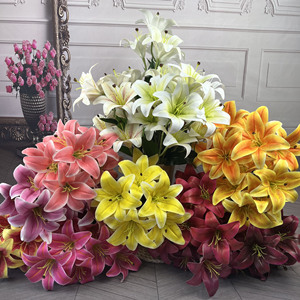 9 teste 3D stampato morbido in lattice giglio Bouquet in lattice vero tocco giglio fiore - Product Image 1