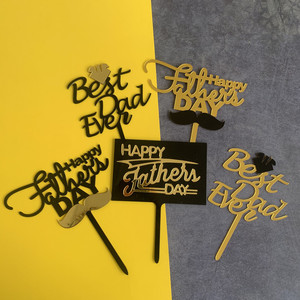 ที่เสียบเค้กอะคริลิค รูปน้ำผึ้งและน้ำหวาน สำหรับตกแต่งงานวันพ่อ งานวันเกิด ธีมหนวดดำทองคำ สำหรับคุณพ่อ - Product Image 1