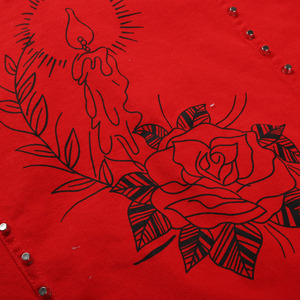 Custom Your Logo <strong>Red</strong> Rivet Letter Printing Oversized <strong>Denim</strong> <strong>Jacket</strong> Men - Product Image 5