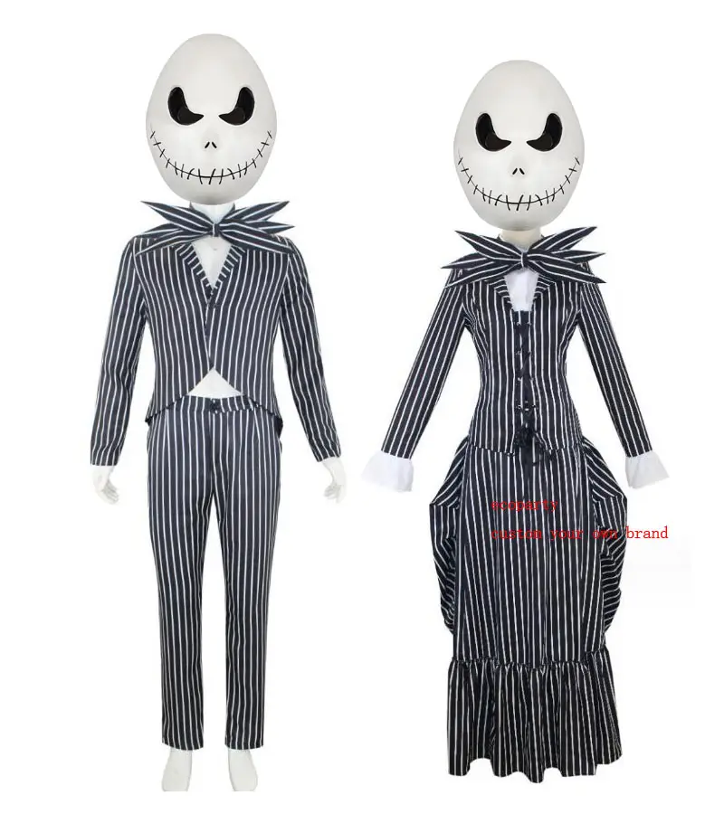 Ecowalson Jack Skellington Cosplay la pesadilla antes de Navidad Cosplay disfraz Jack uniforme traje Halloween Navidad disfraces