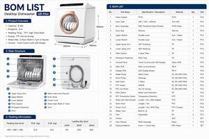 Lave-vaisselle de comptoir pour 8 couverts avec capacité de 75 ° Sèche-cheveux à air chaud PTC haute température C Double 360 °   Pulvérisation et décharge automatique des scories - Product Image 6