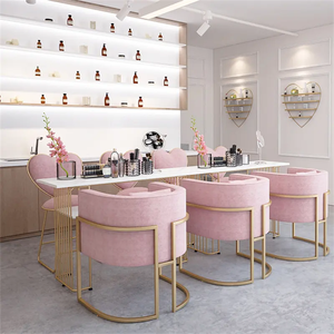Juegos de Mesas de Mármol y Sillas de Manicura de Estilo Moderno y Económico para Salón de Belleza, Mesa de Uñas con Ventilador y Silla de Metal para Salón de Peluquería - Product Image 4