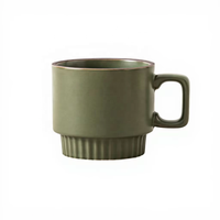 Tasse à café en céramique mate vert matcha avec logo personnalisé, fabriquée en Chine, 12 oz, pour café filtre