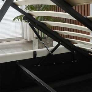 <span class=keywords><strong>Cama</strong></span> de Cuero de Lujo Moderna con Elevación a Gas, Diseño de <span class=keywords><strong>Cama</strong></span> Doble con Listones de Madera para Dormitorio Principal y Uso en Apartamentos - Product Image 3