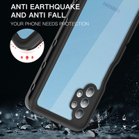 Shellbox nouveau Design noir PC + TPU antichoc poussière prévention des empreintes digitales IP68 Standard étui de téléphone étanche pour Samsung A32-5G
