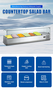 Tabletop <span class=keywords><strong>Salad</strong></span> & trái cây hiển thị Cooler 30L điều khiển kỹ thuật số cho nhà hàng tự phục vụ món ăn lạnh trạm - Product Image 4