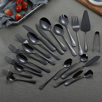 Vente en gros de 84 couverts réutilisables en acier inoxydable ensemble couteau baguettes fourchette cuillère argenterie ensemble de couverts avec boîte en bois