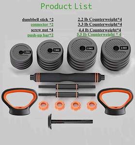 Équipement de fitness Home Gym Barbell Kettle Bell Push-up Combinaison Set 10kg 15kg 20kg Poids Libre Réglable Haltère Ensemble - Product Image 4