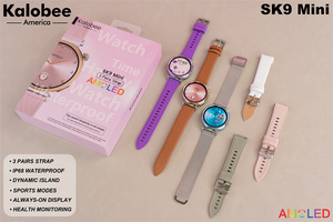 Montre connectée Kalobee, appels, Android, iOS, étanche IP68, écran AMOLED, SK9 Mini, bracelet magnétique, HD, ronde, sport, pour femmes. - Product Image 2