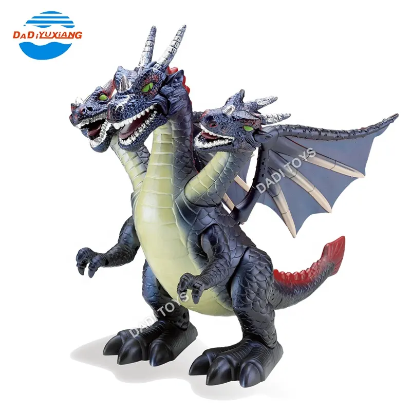 Terlaris Mainan Hadiah Anak Laki-laki Mainan Dinosaurus Berkepala Tiga Mainan Naga Pendidikan Anak-anak