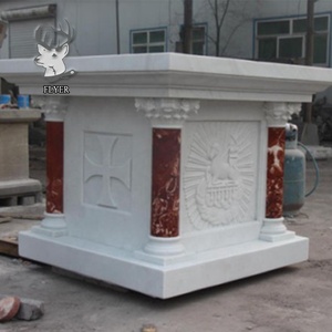 Bàn Thờ Cầu Nguyện Tôn Giáo Bằng Đá Cẩm Thạch Trắng Chạm Khắc Bằng Tay Thiết Kế Hiện Đại - Product Image 3